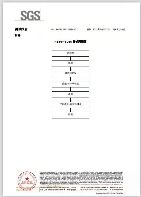 亲水性聚氨酯海绵填料SGS国际检测报告8